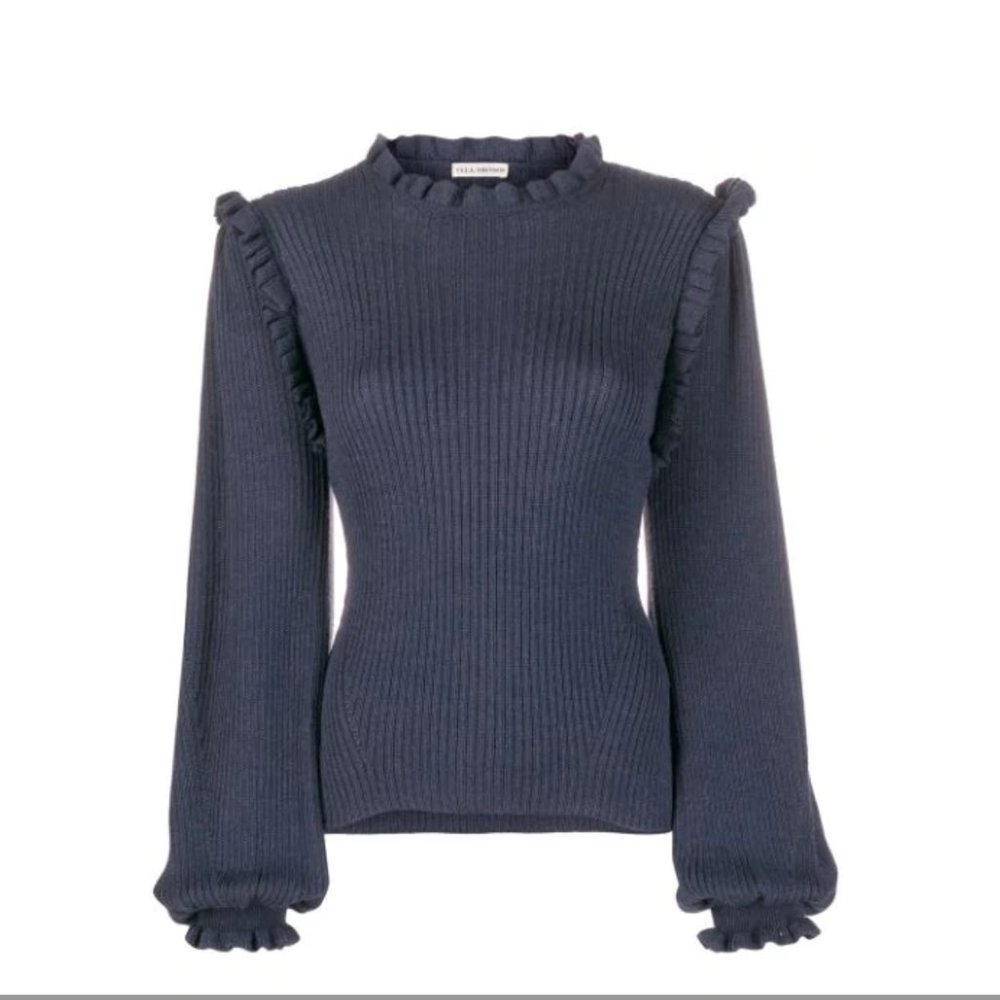 Ulla Johnson Frill Sweater in Slate, Size Large, Worn once